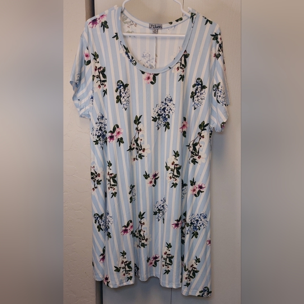 J for Justify Stripes Floral Buttery Soft Knit A-Line Dress Size 3X Boho Casual - Picture 8 of 10